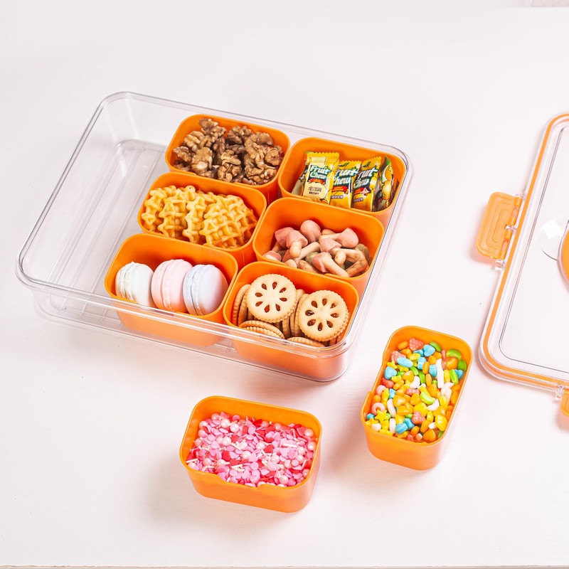 Divided Serving Tray with Lid and Handle - Snackle Box