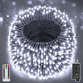 Ccinny 394FT 1200 LED Christmas Lights Outdoor, White Christmas Tree Lights Plug in, 8 Modes Twinkle String Light for Bedroom Wedding Party Ceiling Xmas Home Decoration