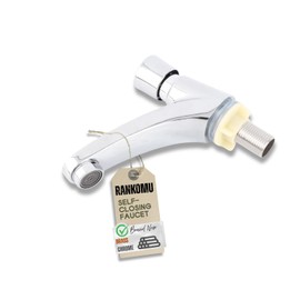 Rankomu Cold Water Tap Push Button Self-Closing for Guest Toilet & Bathroom Water Saving Chrome Stainless Steel Splashproof with Time Delay G1/2 Inch Easy Installation