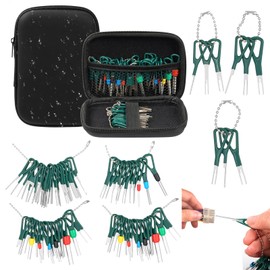 Hossom 76 Pieces Car Release Tool Pin Removal Tool for Removing Cable Connectors, Disassembly Pin for Flat Round Plug Contacts, Terminal Removal Tool Set with Box