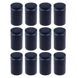 Antrader Glass Standoff 1"×1-1/2", Stainless Steel Sign Standoff Screws, Hollow Advertising Standoff Mounts，Glass Acrylic Nail, Pack of 12, Matte Black