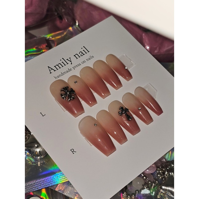 ♡Dry rose gradient [Handmade nail tip] Emily Nail - Almond