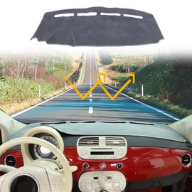 LLKUANG Dash Cover Mat Dash Mat Compatible with Fiat 500 2008-2023 Polyester Car Dashboard Cover Sun Shade Pad Anti-Slip Dash Board Accessories Dashmat Cover Mat (Grey)