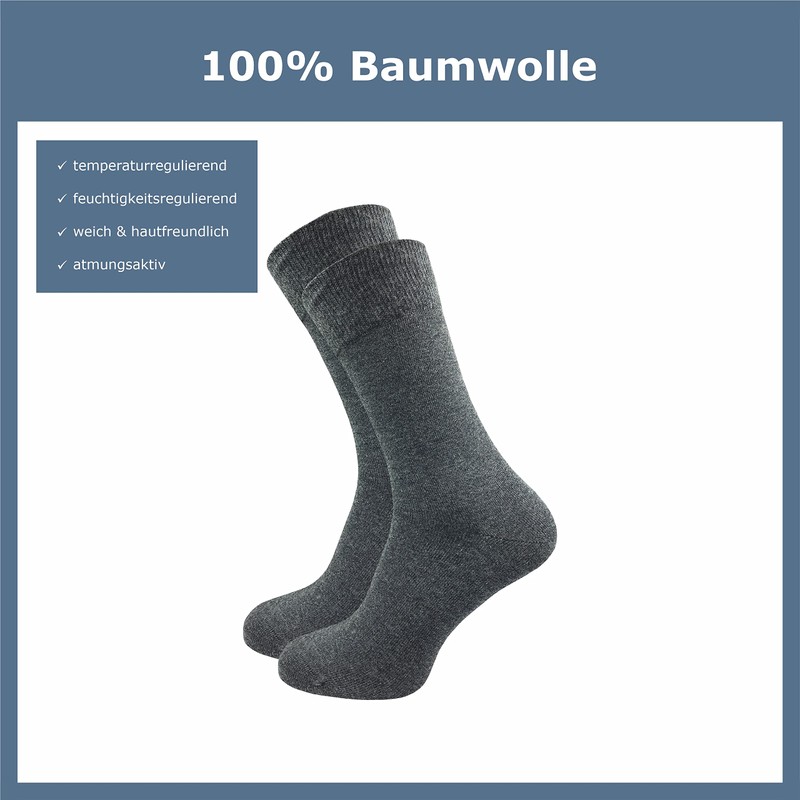 Cawaso Men's Socks, 100% Cotton (Pack of 10) - gray,