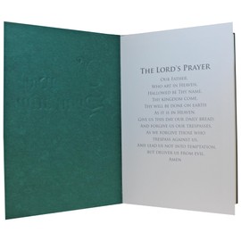 Catholic Mass Card and Envelope With Sympathy and Colourful Miraculous The Holy Family on Inside Cover - Green Card