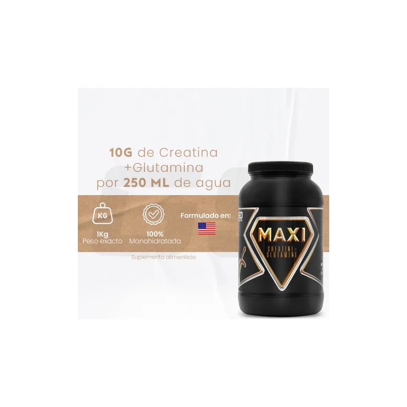 Creatina Glutamina En Polvo 1kg Maxi Protein 50 Servicios