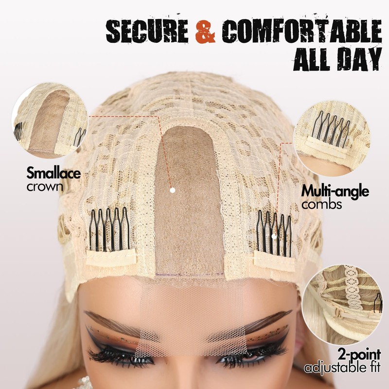 Long Straight Blonde Wig for Women Middle Part Synthetic Wigs