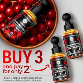 Liquid Magnesium Glycinate 420 Mg with Natural Tart Cherry Extract | Magnesium Glycinate Drops Supplement for Sleep, Mood & Mobility Support | Tart Ch