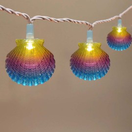 Beach Seashell String Lights 8.3FT Ocean Themed Decorative Lights 10 LED Seashells Lights, Plug-in Warm White Fairy Lights for Patio Garden Wedding Bedroom Hawaii Party Tropical Beach Themed Decor