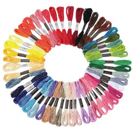 CABODYALS 400M 50 Skeins Embroidery Floss Rainbow Kit Cross Stitch Thread Colourful Friendship Bracelets Yarn Soft Polycotton Braid Strings Bulk for Sewing Making Knitting Home Decor Diy Crafts