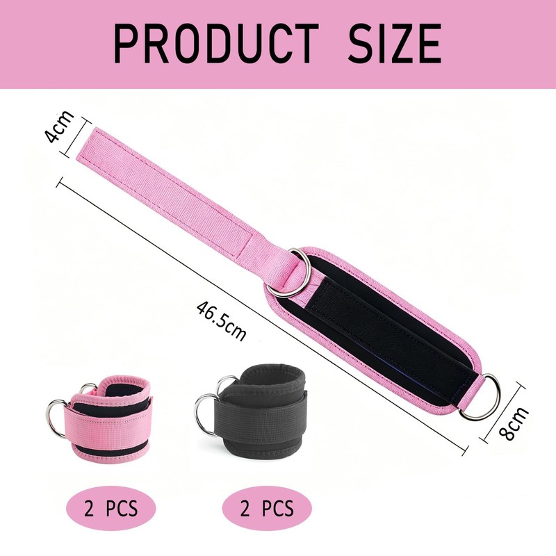 4PCS Ankle Straps for Cable Machines with D-Ring Cable Kickback