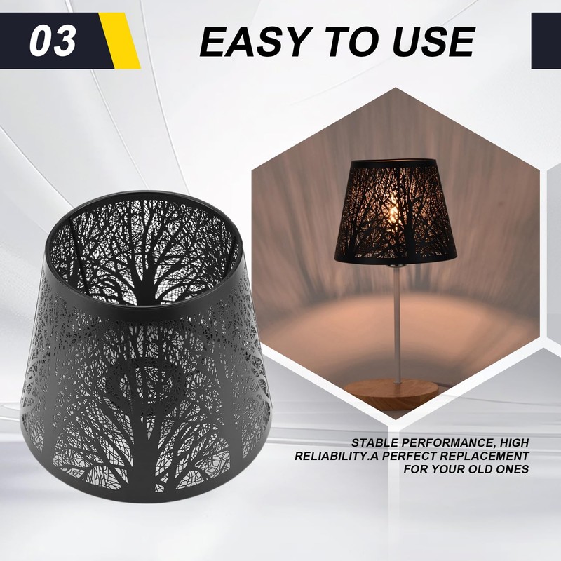 Aswalling Small Lamp Shade, Metal Lampshade with Pattern of Trees