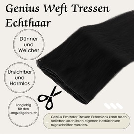 ABH AMAZINGBEAUTY HAIR Real Hair Genius Weft Extensions, Real Hair, Sew-in Weft Hair Wefts, Real Hair Wefts for Sewing, Virgin Hair, 50 g, #1 Jet Black, 40 cm