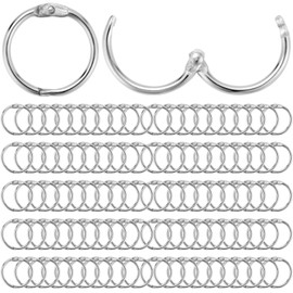 OFKP 100 Pcs Binder Rings, 25mm Leaf Binders Book Rings Metal Paper Rings, for Flash Cards, Papers, Keychains(Silver)