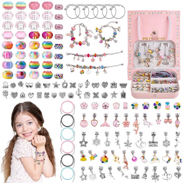 Nasjac Kit para Hacer Pulseras Niñas, 134 Piezas Cuentas para