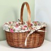 Wicker Shopping Basket 31cm Pink Rose Liner Oval Double Steamed