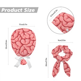 Scrub Caps Women Nursing Hats with Button, Adjustable Working Cap with Ponytail Pouch Scrunchy and Ribbon Tie for Women