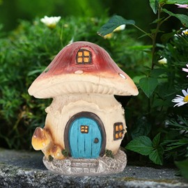 Aladeno Mushroom House Ornament, Exquisite Garden Shed Figurines Garden Shed Outdoor Statue Resin Waterproof Exquisite Mushroom Decorations for Outdoor Gardens
