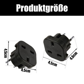 Powice 3 Pack UK to EU Adapter England Germany Plug, UK Adapter to EU, UK to EU Adapter, 3 Pin UK Plug to EU 2 Pin UK Adapter, Black