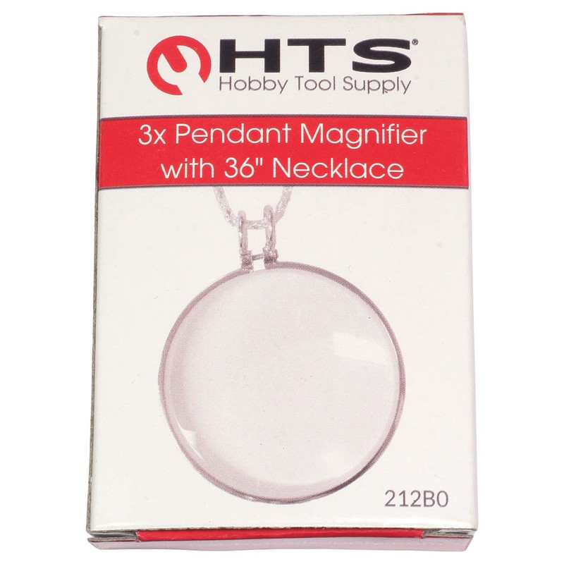 HTS 212B0 3X Silver Pendant Magnifier with 36" Necklace