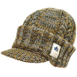 Happy Hat LOGOS Knit-1682 Logos Knit Hat Warm to Ears, 2-Way Balaclava, Khaki MIX