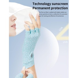 PIQIDIG Men's Women's SPF Fingerless Gloves Mittens Sun Protection Unisex Driving Gloves UPF 50+ Dot pattern M