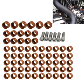 SHMTOOL 66pcs Motorcycle Orange Engine Bolt Caps Screw Cover for Harley Sportster Dyna Softail Touring Electra Glides Road Glides Road Kings Street Glides and Trikes