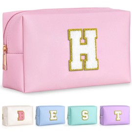 TOPEAST Preppy Bag, Monogrammed Makeup Bags with Zipper, Cute Makeup Pouch, Initial Birthday Gifts Bag for Daughter Friends Sister, Preppy Things For Girls (Letter H)