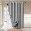 River Dream Grey Shower Curtain with Liner Set, Waffle Fabric