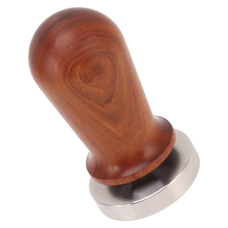 Coffee Tamper with Flat Stainless Steel Base Wooden Handle Coffee