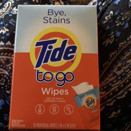 Tide Wipes Stain Remover 10 Sheets Individual Travel Work Car Easy To Use Pocket