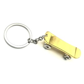 SNS Components Gold Brushed Stainless Steel Skateboard Cool Heavy Metal Keyring Keychain Novelty Gift Skate