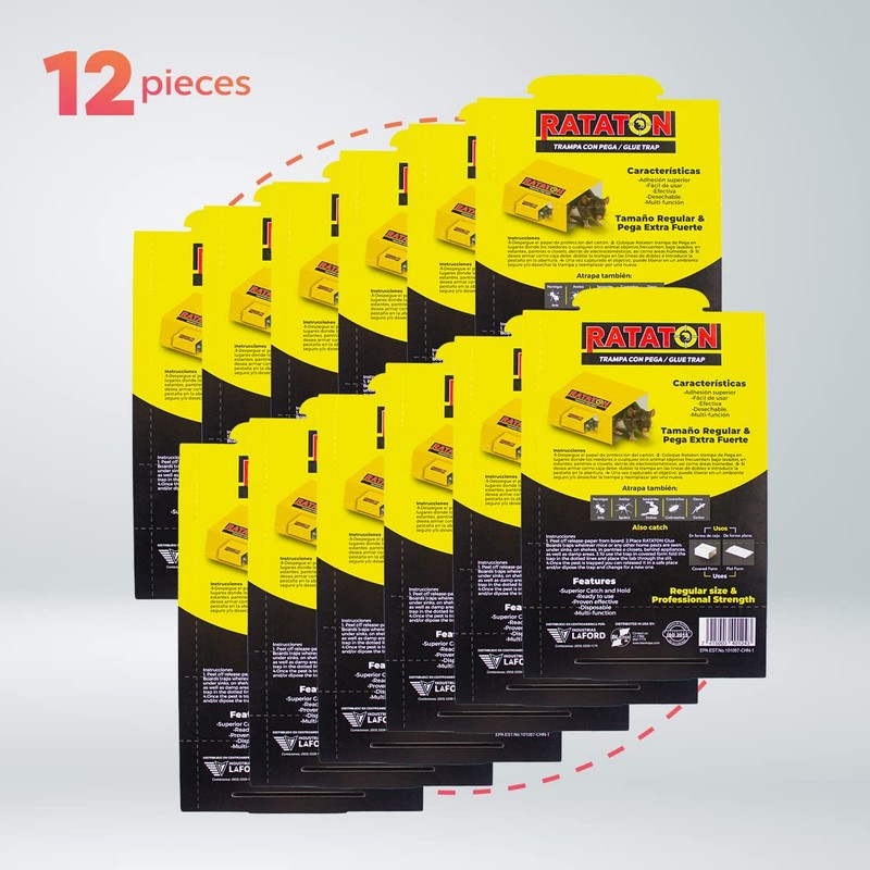 Rataton - Peanut Butter Scented Glue Trap, 12 Pack Ready