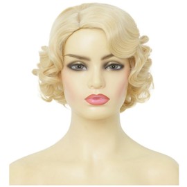 Siudus Women's Blonde Short Wigs 1920s Finger Wave Hair Wig Natural Synthetic Heat Resistant Fibre Cosplay Daily Wig