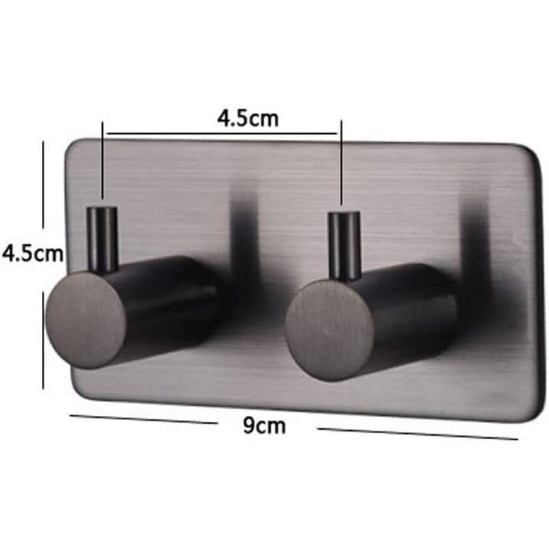 Ganchos Dobles para Toallas, Montaje en Pared, Negro Mate, 9