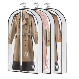 Zythrem 3 Pack Garment Bags 50" Clothes Covers with Zip, Storage Bag for Hanging Clothes Suit Covers Protector Bags Breathable Dustproof Garment Covers for Coat Suit Dress Shirt Jacket, Man & Woman