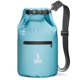 HEETA Waterproof Dry Bag with Front Zippered Pocket for Women Men, 5L/10L/20L/30L/40L Roll Top Lightweight Dry Storage Bag Backpack for Travel, Kayaking, Boating, Rafting, Camping, Beach (Blue, 40L)