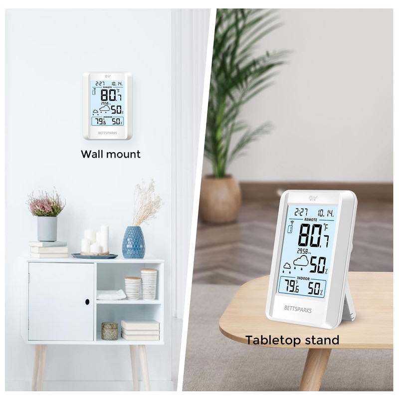 Indoor Outdoor Thermometer Wireless Weather Station with 330FT Range Remove