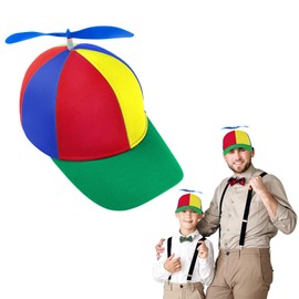 Aomig Propeller Hat, Colourful Propeller Hat, Helicopter Hat, Propeller Cap, Helicopter Cap, Baseball Cap, Party Hat for Adults (Green Baseball Cap)