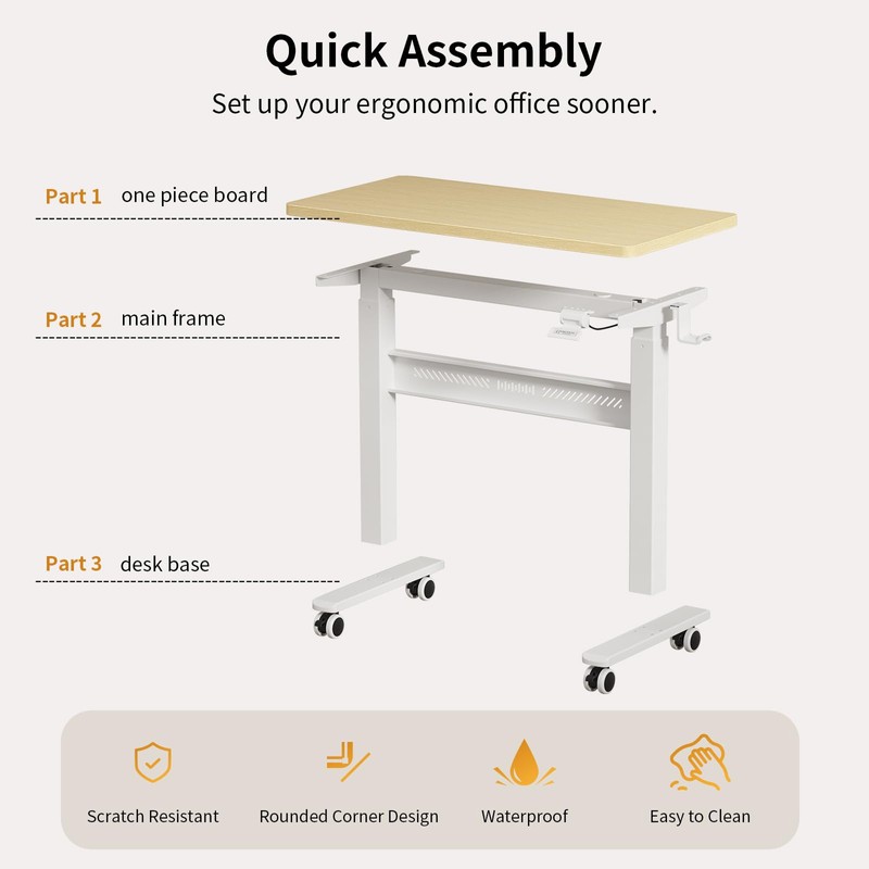 WALKINGDESK Mobile Walking Pad Desk with Wheels, Pneumatic Small Rolling