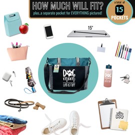 Brooke & Jess Designs Dog Mom Gift Tote Bag - Dog Lovers Gifts for Women - Great Presents for Dog Lover, Best Dog Mom (Dog Mom LouLou Teal)