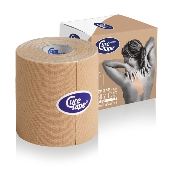 CureTape® Extra Wide Kinesiology Tape 3 Inch | Waterproof, Latex Free & Hypoallergenic | Therapeutic Kinesiology Tape for Professionals | Relief Pain, Supports Muscles & Speeds up Recovery! | Beige