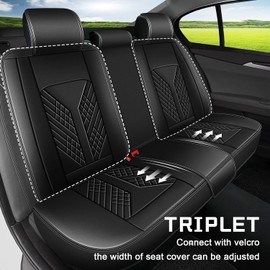 JIAMAOXIN Car Seat Covers Full Set Fit for Kia Optima 2002-2020 Waterproof Faux Leather Car Seat Cushions Automotive 5 Seat Covers Set（Black）