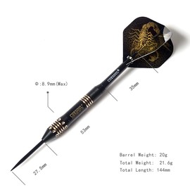 CUESOUL Black Scorpion Deluxe Steel Tip Dart Set, 20g F2002-L