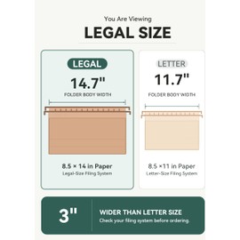 SortRax Legal Size Hanging File Folders, Sturdy Plastic, Pastel, 12-Pack