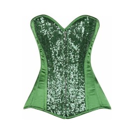 Top Drawer Green Sequin Steel Boned Corset (Large)