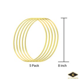 Better Crafts 5 Pieces 8 Inch Gold Metal Rings for Crafts, Macrame Hoops for DIY Wall Hanging Dream Catcher Metal Floral Hoop for Weddings