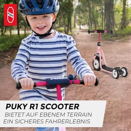 Puky R1 Scooter, Safe Scooter for Children from 2 Years, Non-Slip Running Board, Height-Adjustable Handlebars, Top Bicycle Alternative, Pink