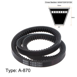 sourcing map AX34 (13 x 870Li) Serrated V-Belts AX Section Drive Raw Edge Belt 870 mm Inner Circumference EPDM for Power Transmission Pack of 2