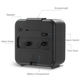 Ankilo Newest Analog Alarm Clock, Silent Non Ticking Small Clock, Travel Alarm Clock with Light, Snooze, Ascending Beep Sounds, Battery Operated Loud Alarm Clock for Home, Kids